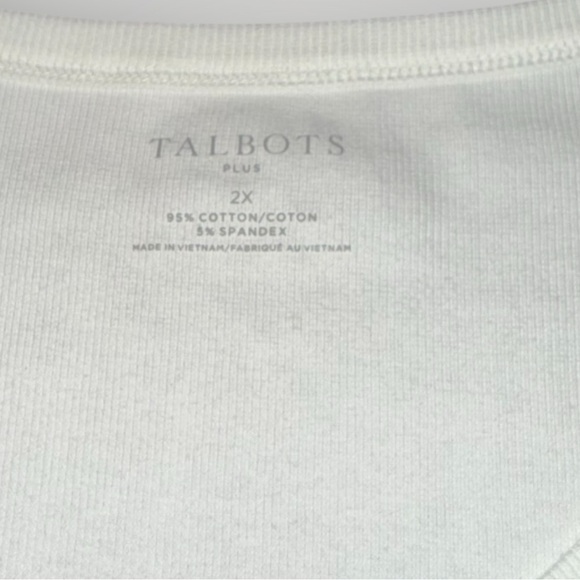 NWT TALBOTS RIBBED SCOOP NECK TEE Plus 2X White - Picture 9 of 14